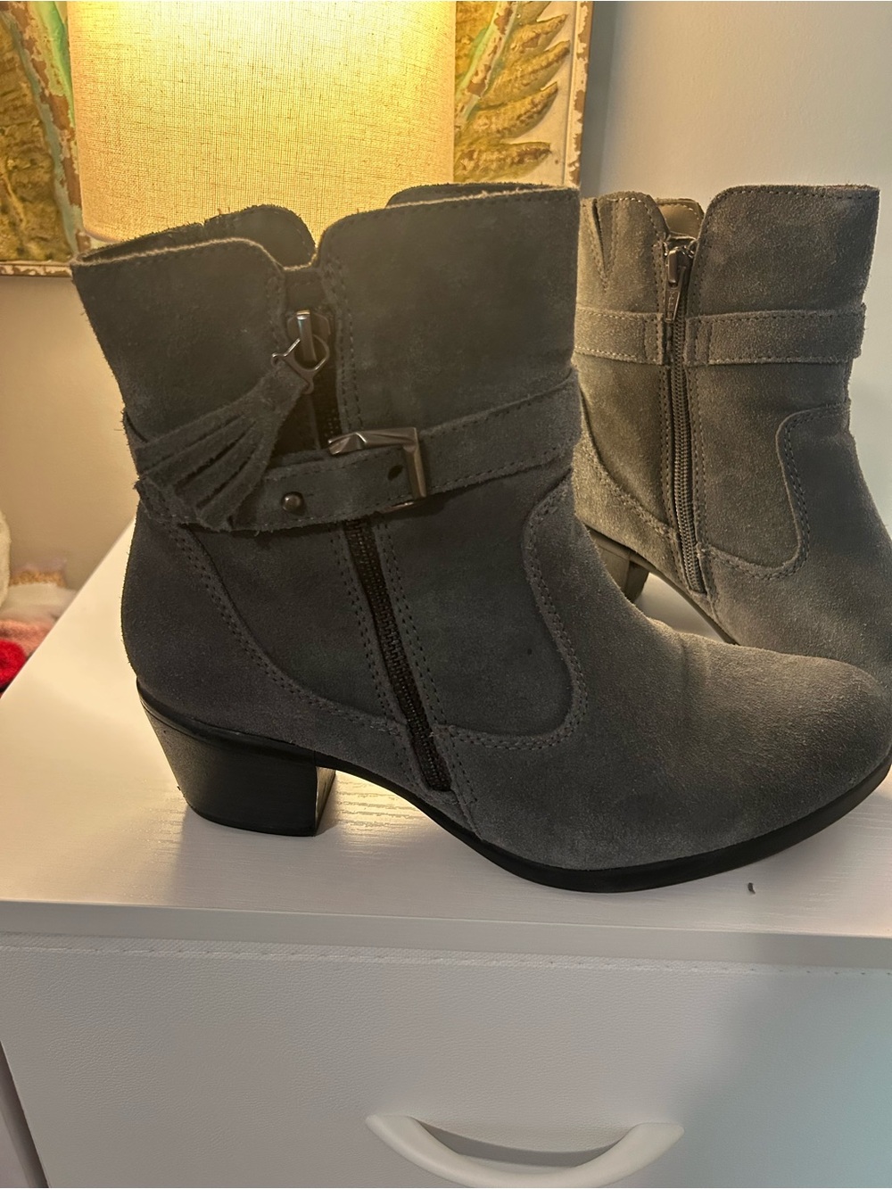 Earth Origins Black Suede Ankle Booties with Side Buckle